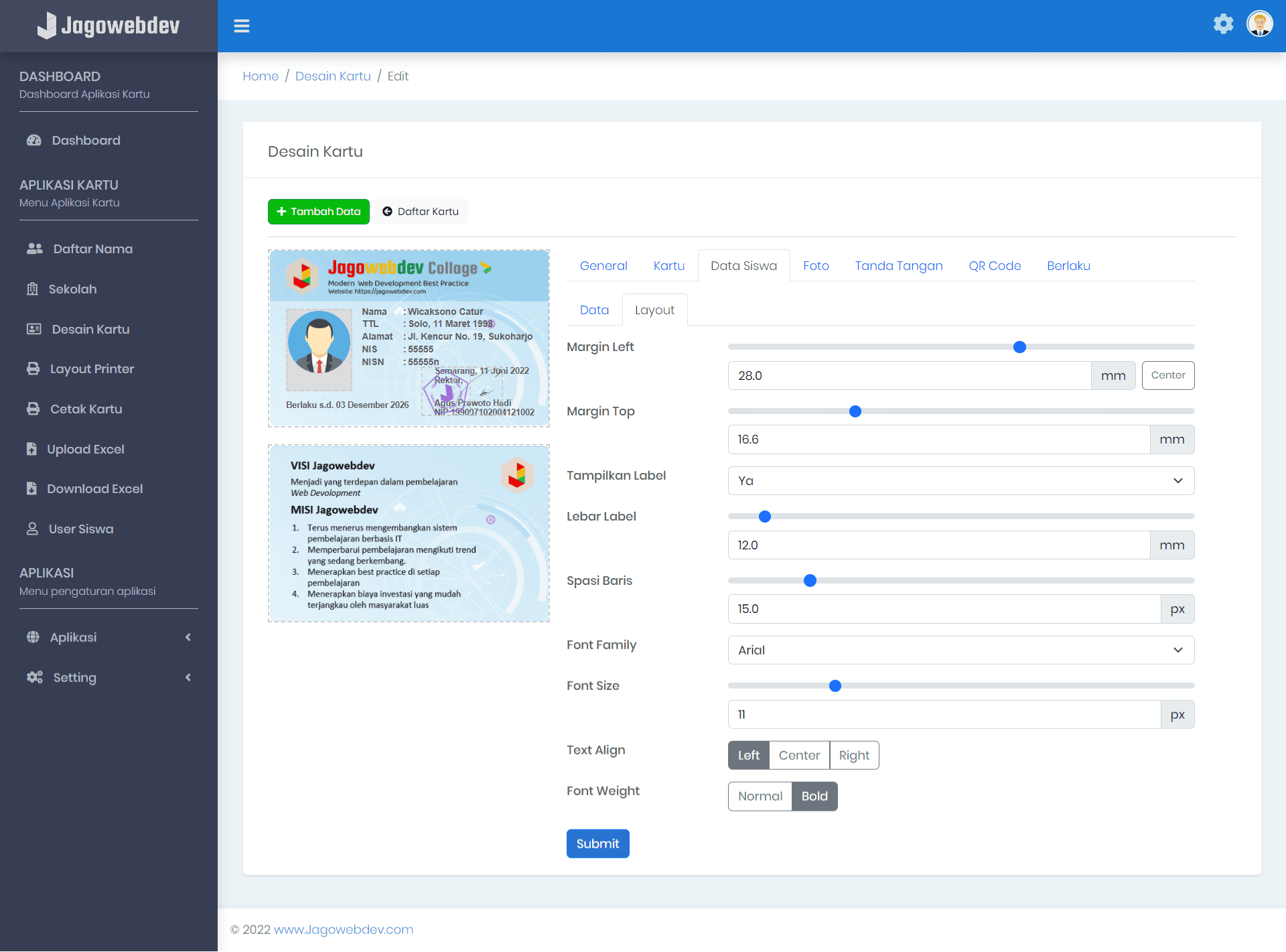Desain Kartu Dengan User Interface